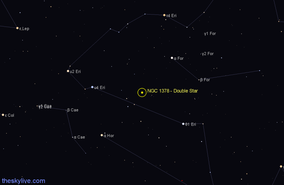 Finder chart NGC 1378 - Double Star in Fornax star