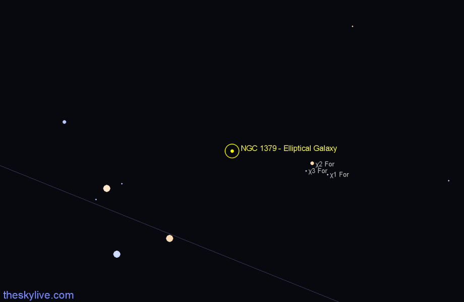 Finder chart NGC 1379 - Elliptical Galaxy in Fornax star