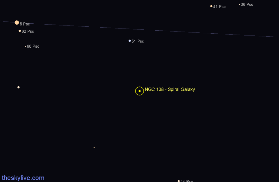 Finder chart NGC 138 - Spiral Galaxy in Pisces star