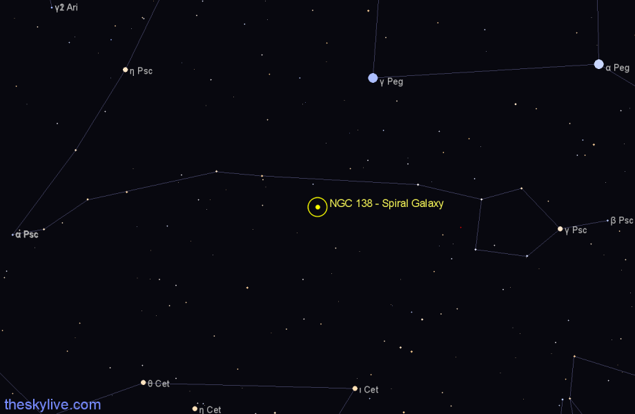 Finder chart NGC 138 - Spiral Galaxy in Pisces star