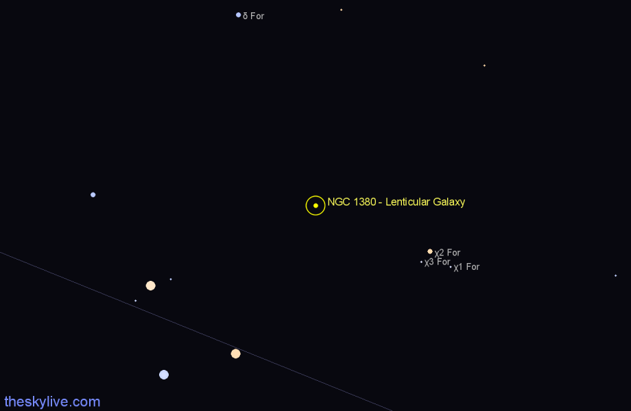 Finder chart NGC 1380 - Lenticular Galaxy in Fornax star