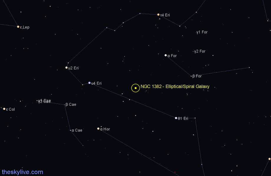 Finder chart NGC 1382 - Elliptical/Spiral Galaxy in Fornax star