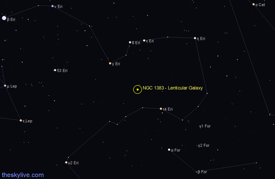 Finder chart NGC 1383 - Lenticular Galaxy in Eridanus star