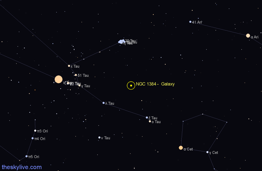 Finder chart NGC 1384 - Galaxy in Taurus star