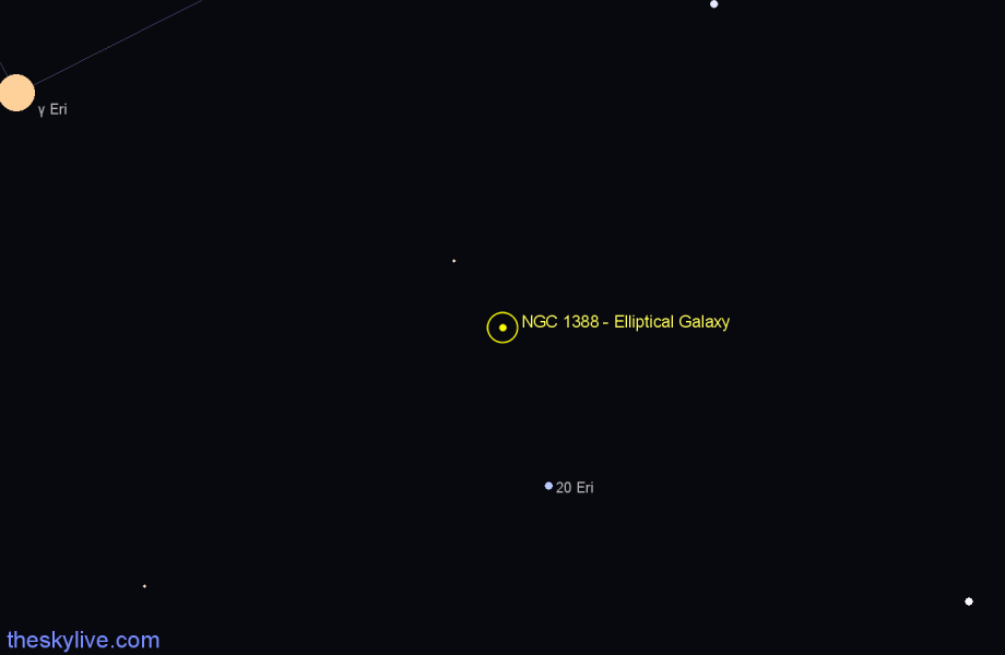 Finder chart NGC 1388 - Elliptical Galaxy in Eridanus star