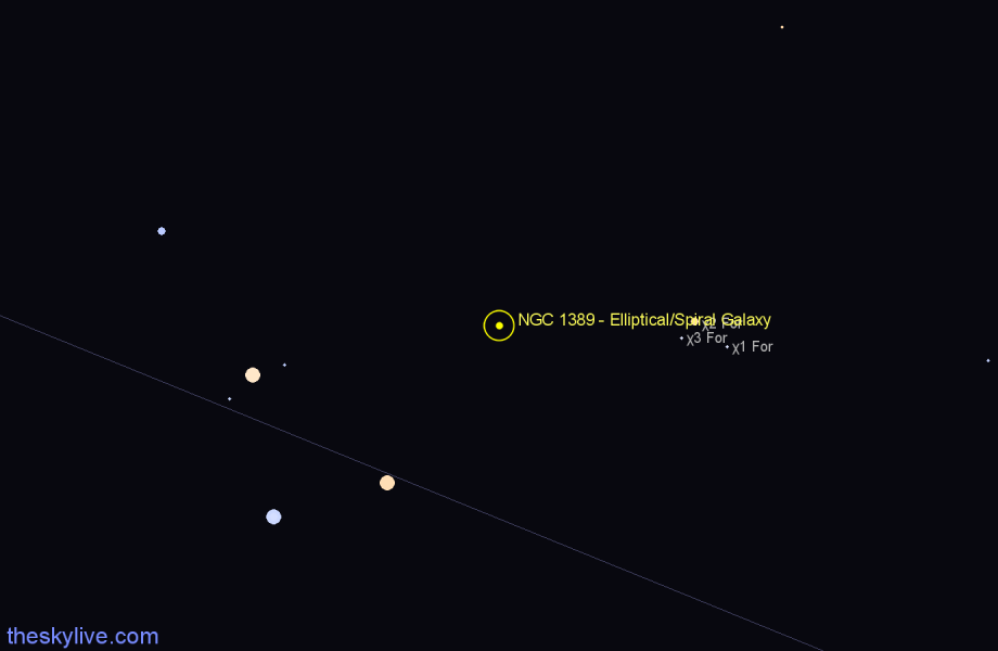 Finder chart NGC 1389 - Elliptical/Spiral Galaxy in Eridanus star