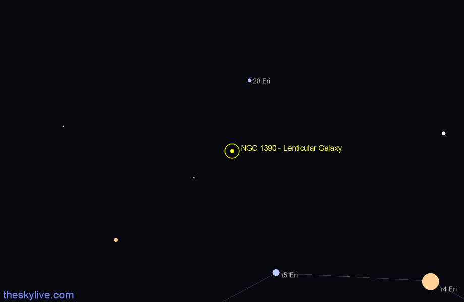 Finder chart NGC 1390 - Lenticular Galaxy in Eridanus star