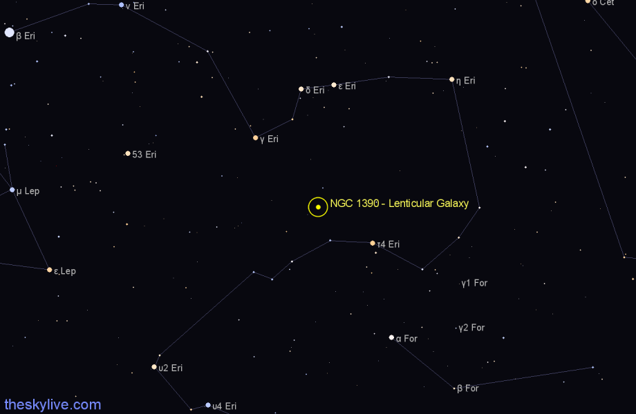 Finder chart NGC 1390 - Lenticular Galaxy in Eridanus star