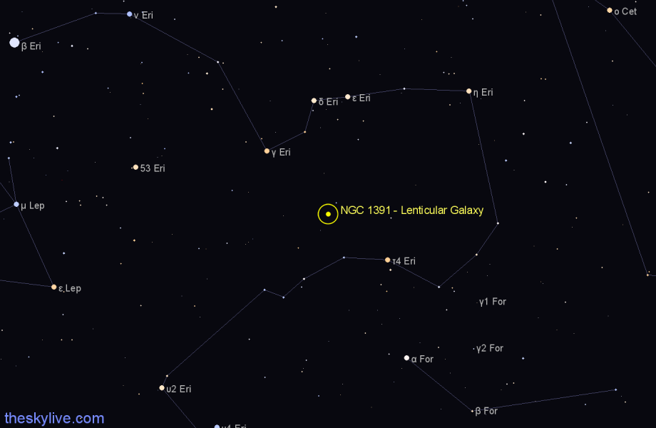 Finder chart NGC 1391 - Lenticular Galaxy in Eridanus star
