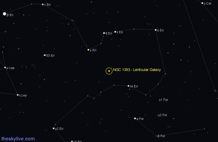 Finder chart NGC 1393 - Lenticular Galaxy in Eridanus star
