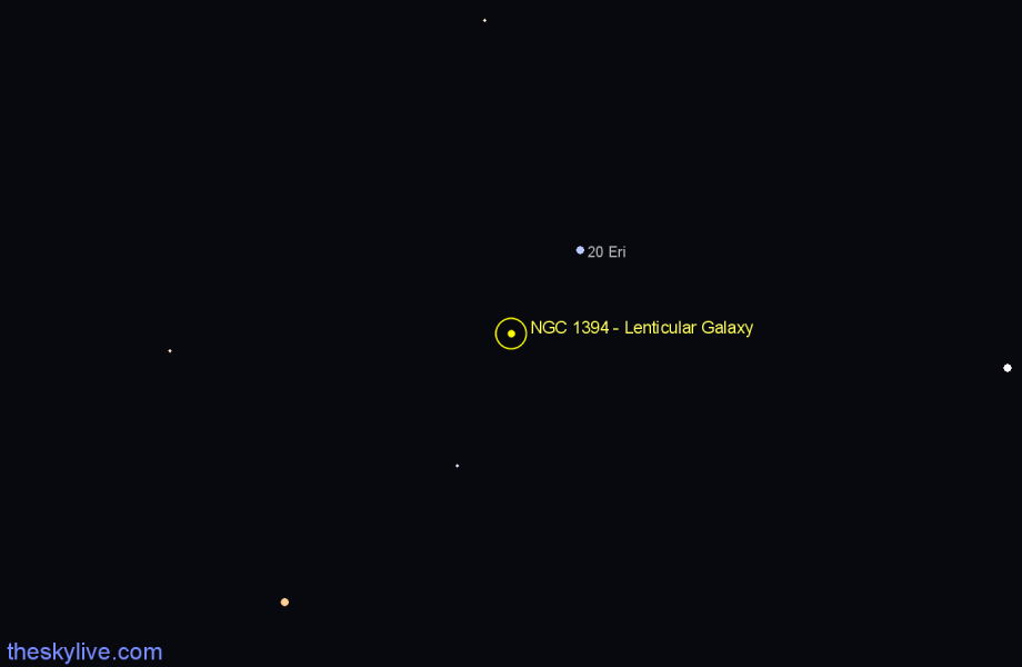 Finder chart NGC 1394 - Lenticular Galaxy in Eridanus star