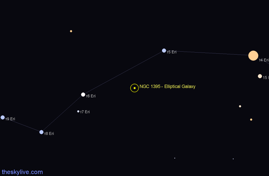 Finder chart NGC 1395 - Elliptical Galaxy in Eridanus star