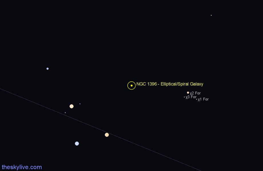 Finder chart NGC 1396 - Elliptical/Spiral Galaxy in Fornax star