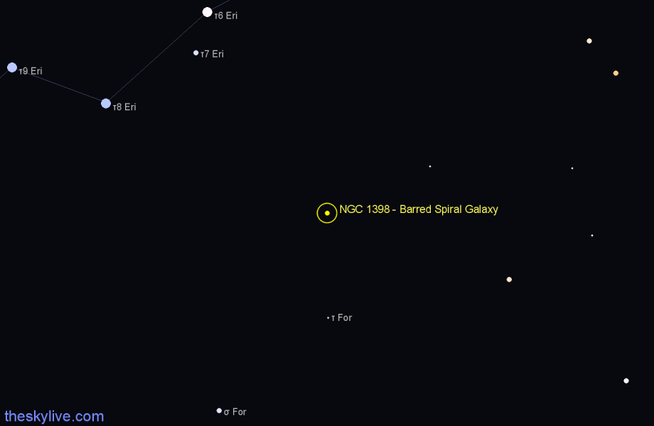 Finder chart NGC 1398 - Barred Spiral Galaxy in Fornax star