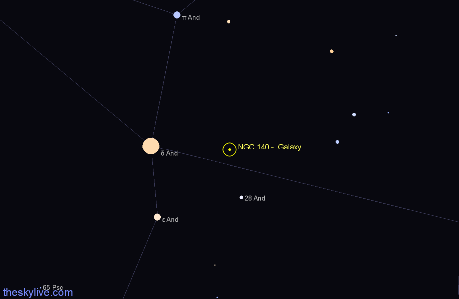 Finder chart NGC 140 - Galaxy in Andromeda star