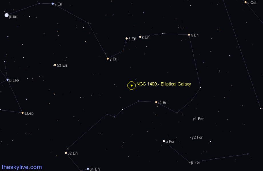 Finder chart NGC 1400 - Elliptical Galaxy in Eridanus star