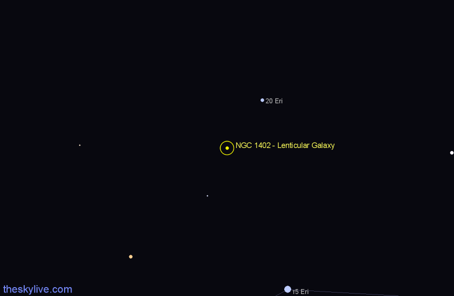 Finder chart NGC 1402 - Lenticular Galaxy in Eridanus star