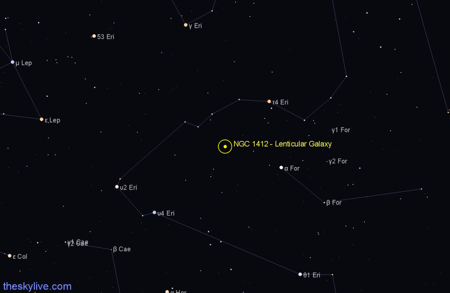 Finder chart NGC 1412 - Lenticular Galaxy in Fornax star