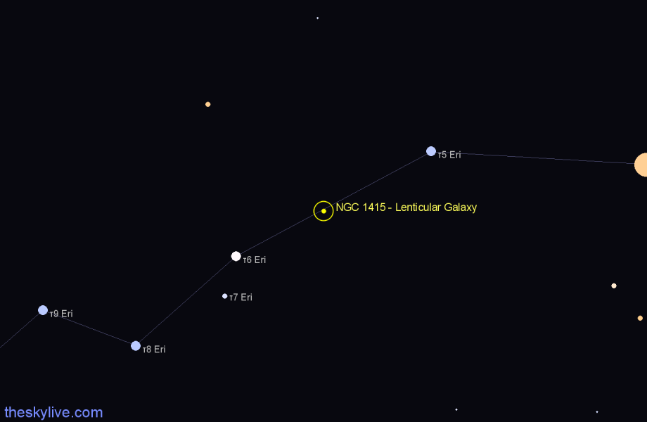 Finder chart NGC 1415 - Lenticular Galaxy in Eridanus star