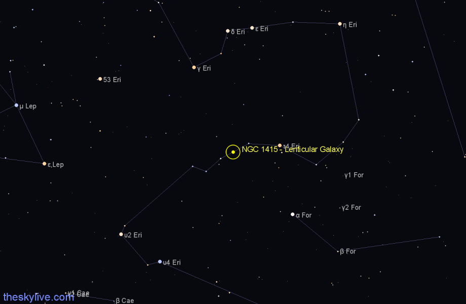 Finder chart NGC 1415 - Lenticular Galaxy in Eridanus star