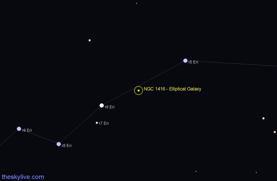 Finder chart NGC 1416 - Elliptical Galaxy in Eridanus star