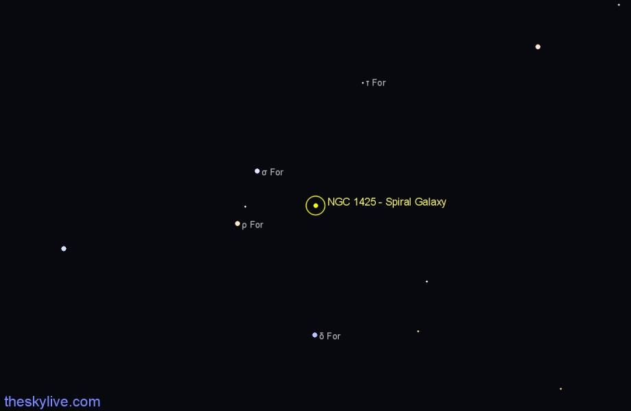 Finder chart NGC 1425 - Spiral Galaxy in Fornax star