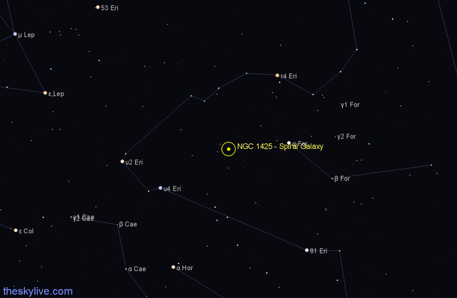 Finder chart NGC 1425 - Spiral Galaxy in Fornax star