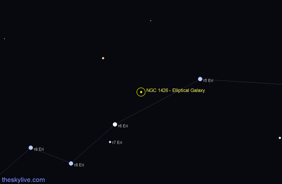 Finder chart NGC 1426 - Elliptical Galaxy in Eridanus star