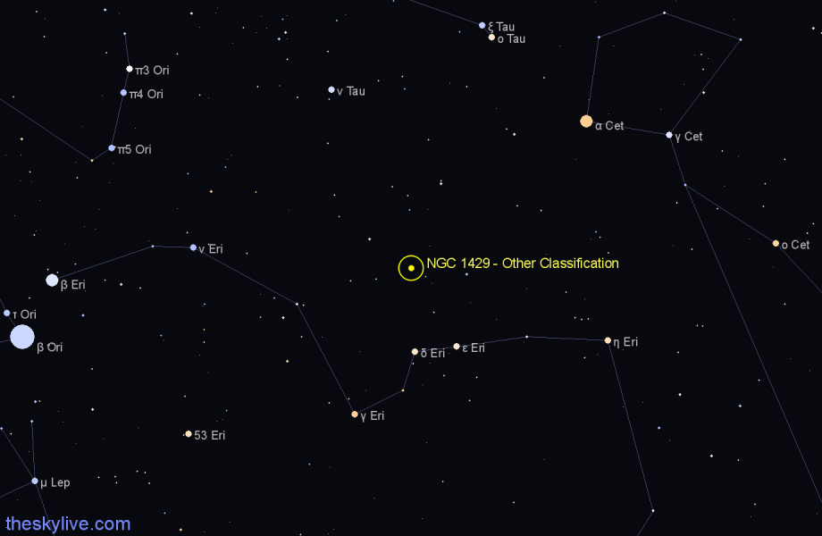 Finder chart NGC 1429 - Other Classification in Eridanus star