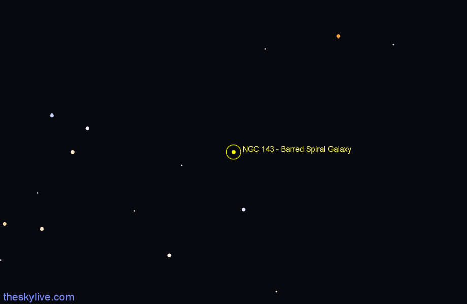 Finder chart NGC 143 - Barred Spiral Galaxy in Cetus star
