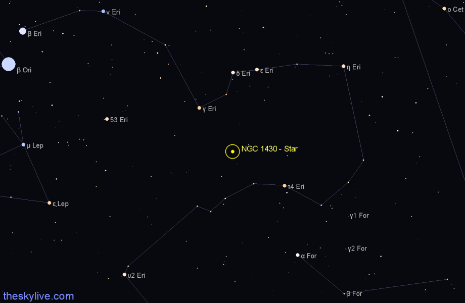 Finder chart NGC 1430 - Star in Eridanus star