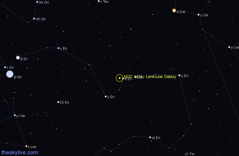 Finder chart NGC 1434 - Lenticular Galaxy in Eridanus star