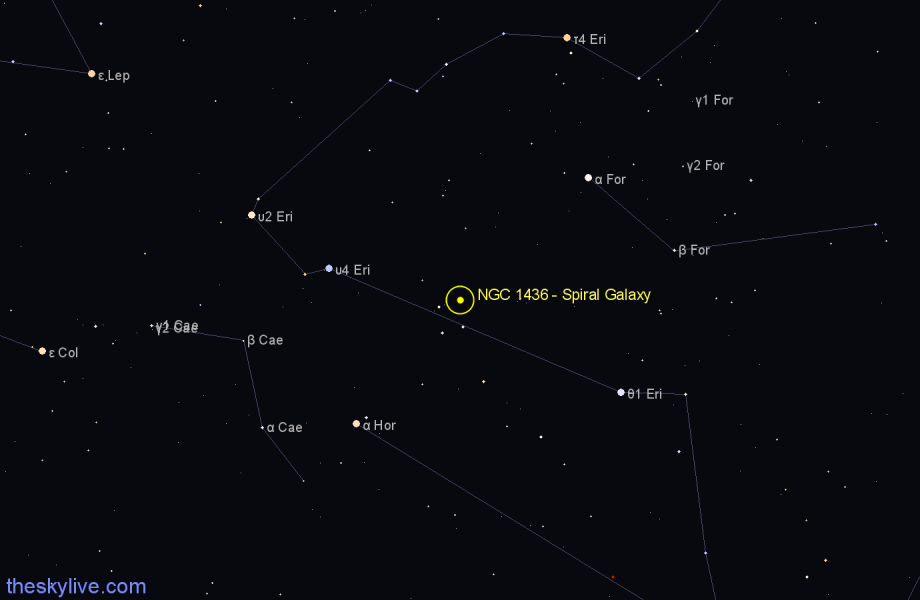 Finder chart NGC 1436 - Spiral Galaxy in Eridanus star