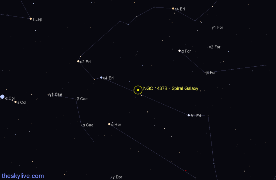 Finder chart NGC 1437B - Spiral Galaxy in Eridanus star