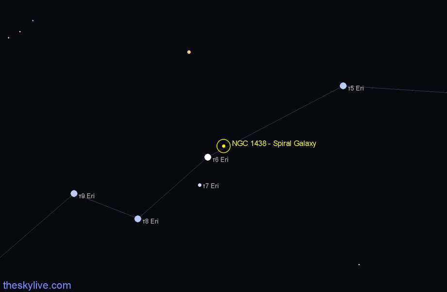 Finder chart NGC 1438 - Spiral Galaxy in Eridanus star