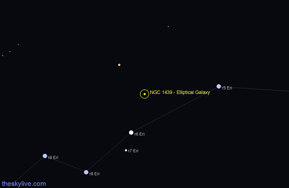 Finder chart NGC 1439 - Elliptical Galaxy in Eridanus star