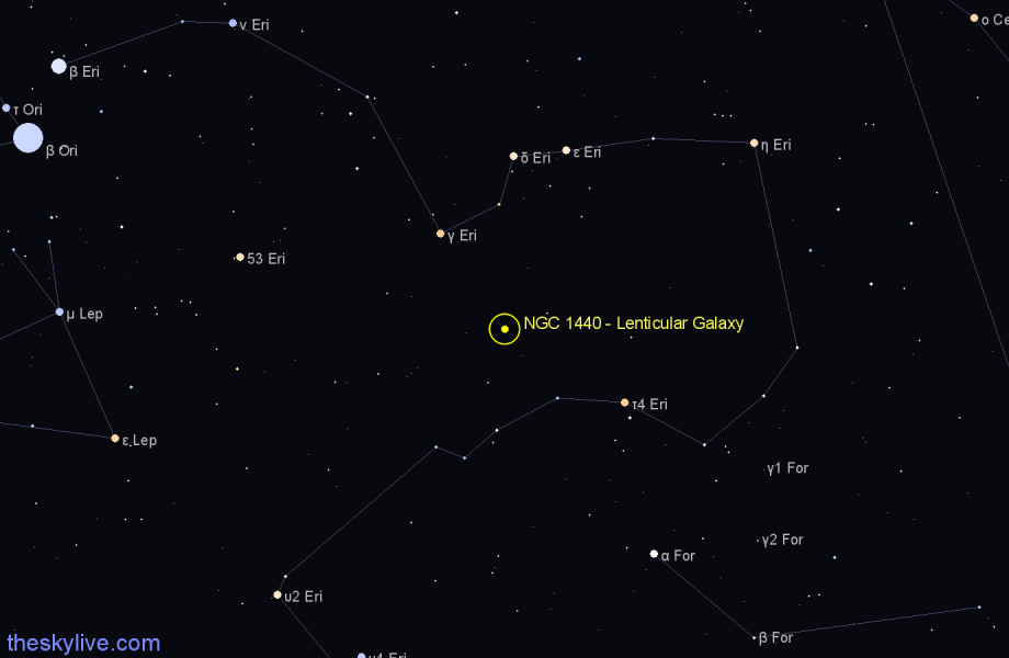Finder chart NGC 1440 - Lenticular Galaxy in Eridanus star