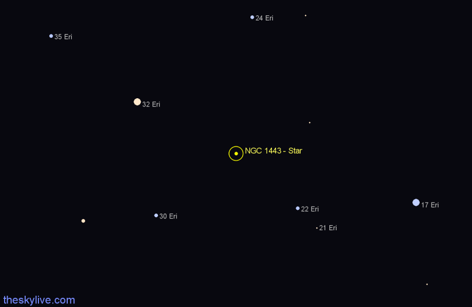 Finder chart NGC 1443 - Star in Eridanus star
