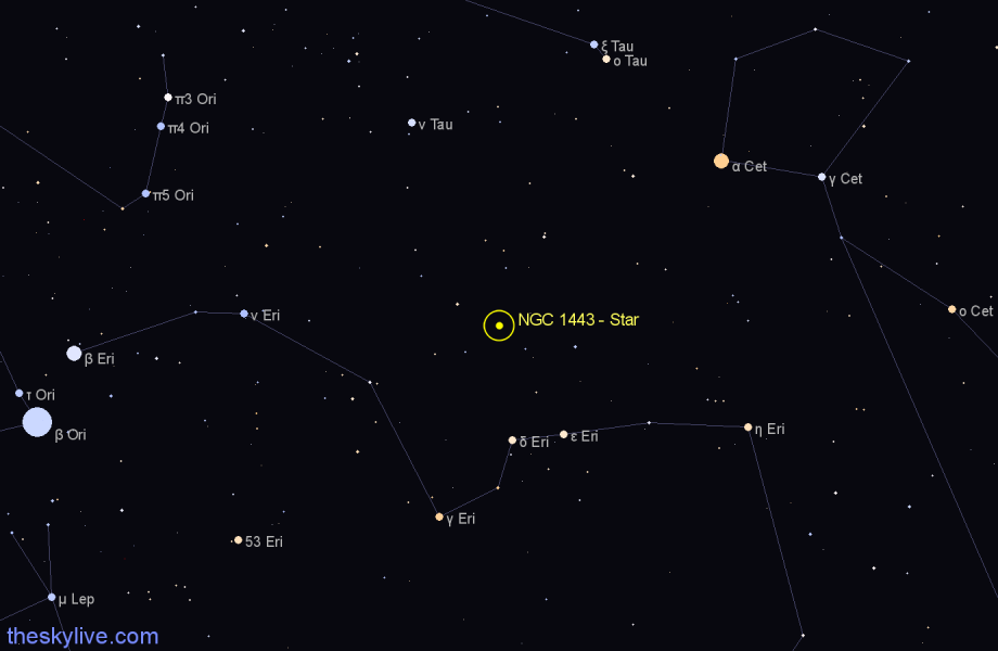 Finder chart NGC 1443 - Star in Eridanus star