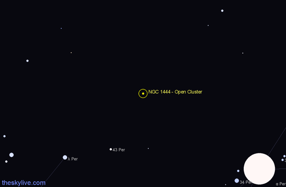 Finder chart NGC 1444 - Open Cluster in Perseus star