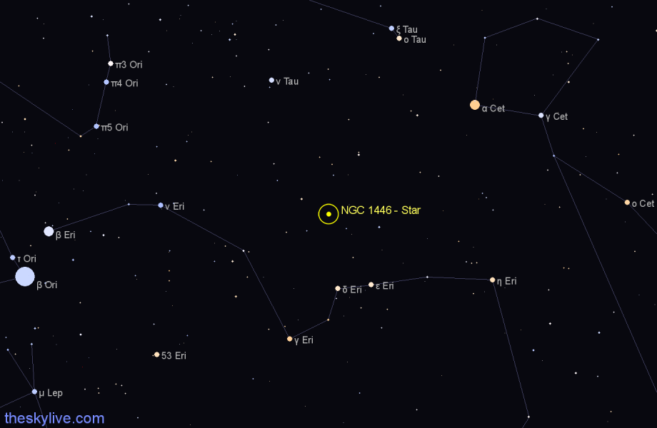 Finder chart NGC 1446 - Star in Eridanus star