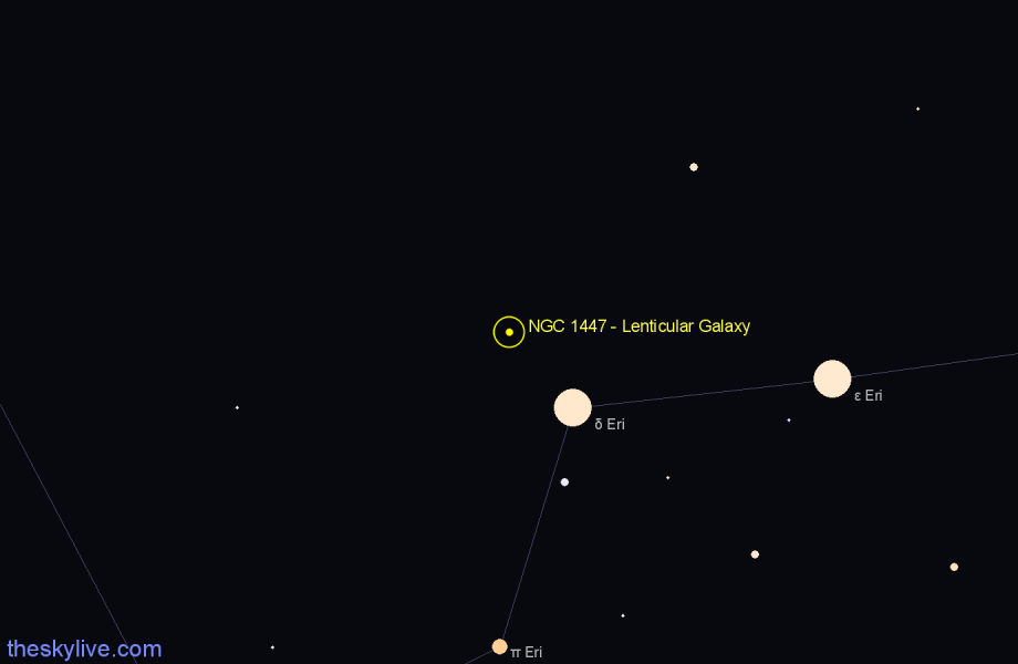 Finder chart NGC 1447 - Lenticular Galaxy in Eridanus star