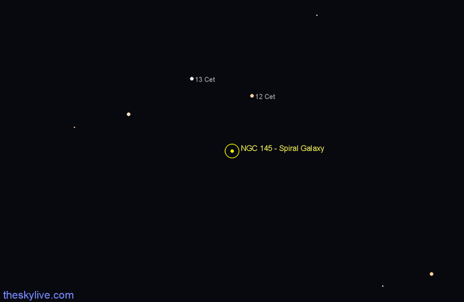 Finder chart NGC 145 - Spiral Galaxy in Cetus star