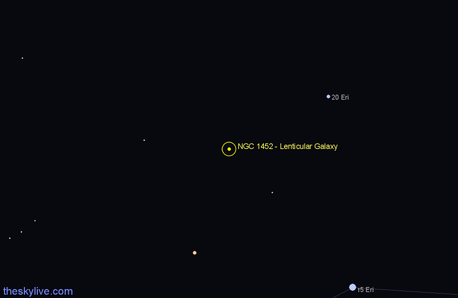 Finder chart NGC 1452 - Lenticular Galaxy in Eridanus star
