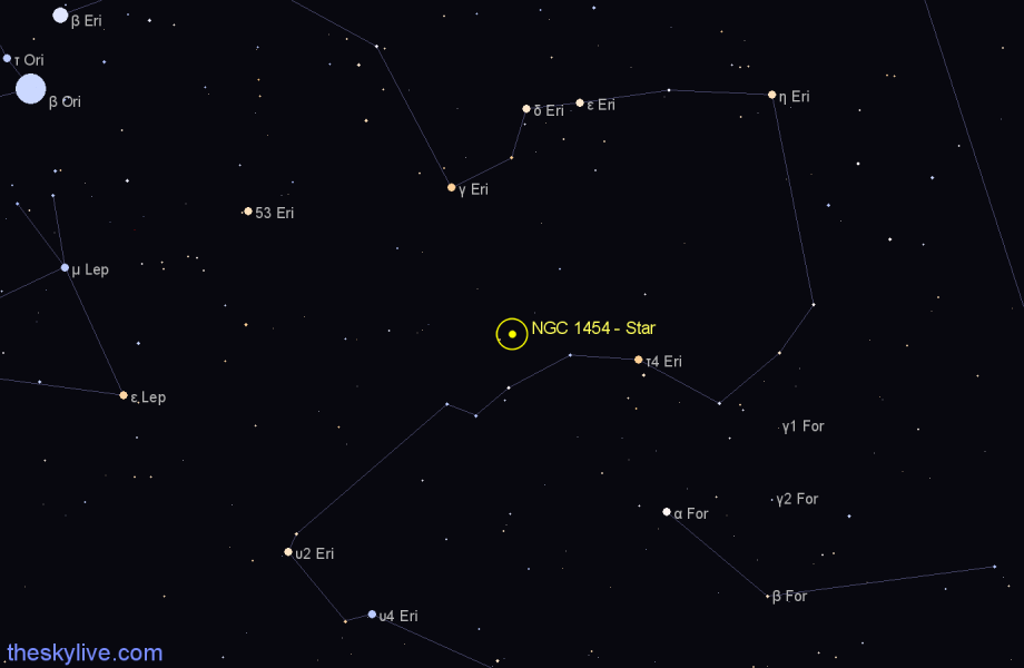 Finder chart NGC 1454 - Star in Eridanus star