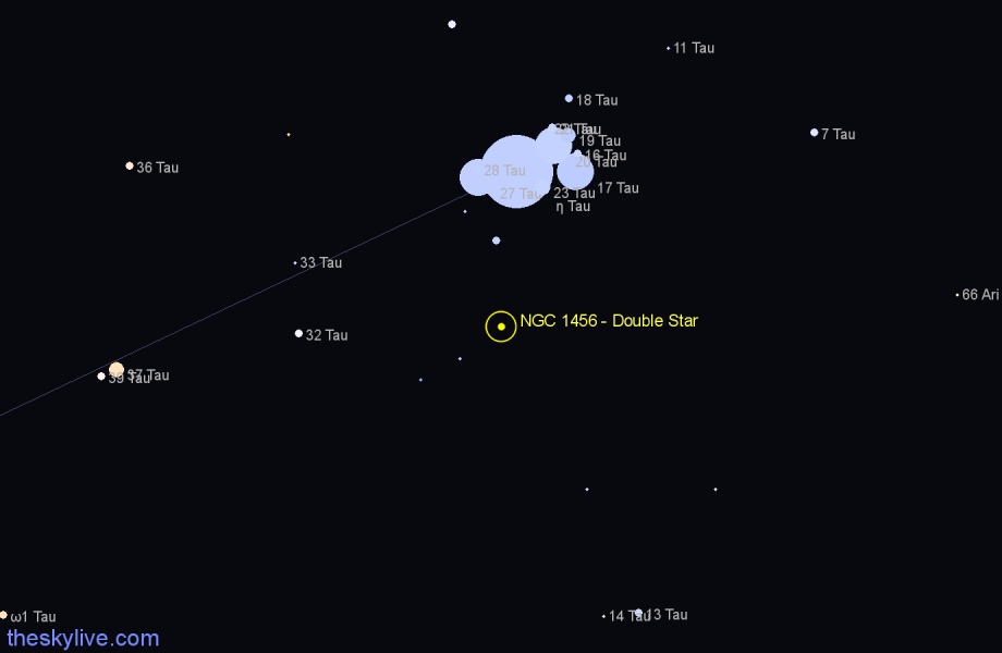 Finder chart NGC 1456 - Double Star in Taurus star