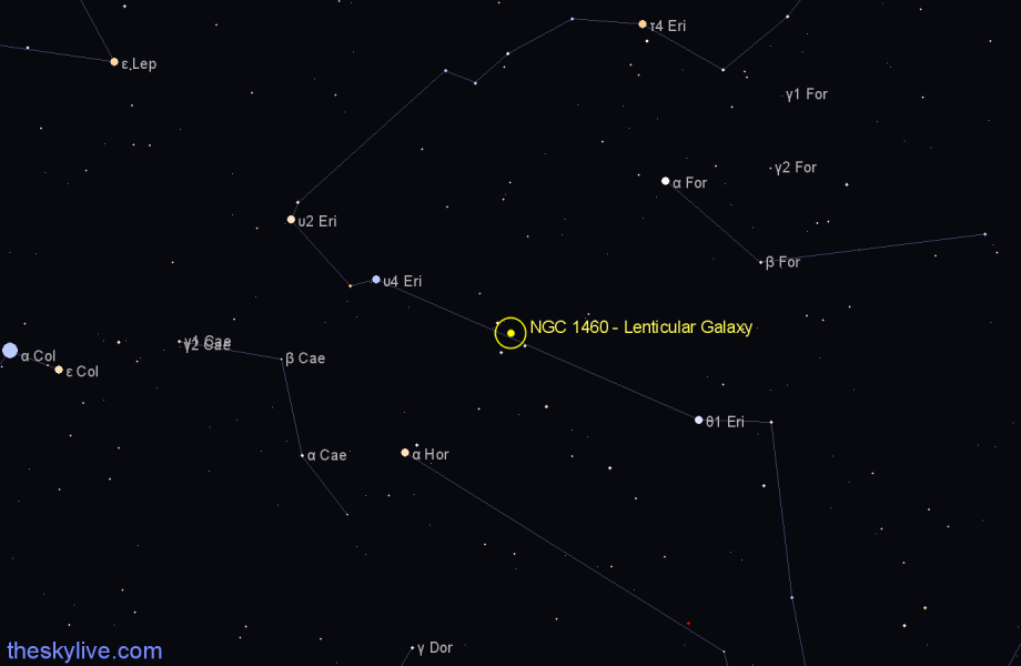 Finder chart NGC 1460 - Lenticular Galaxy in Eridanus star