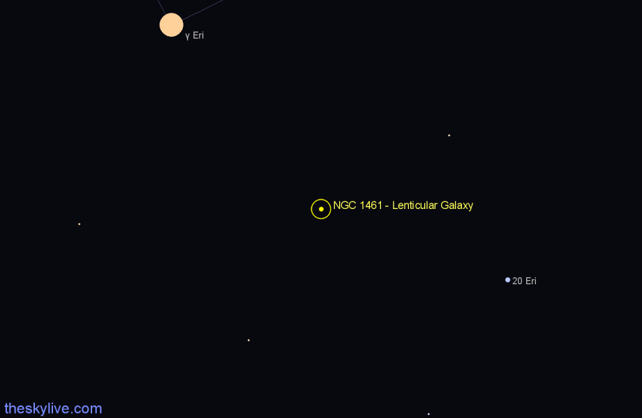 Finder chart NGC 1461 - Lenticular Galaxy in Eridanus star