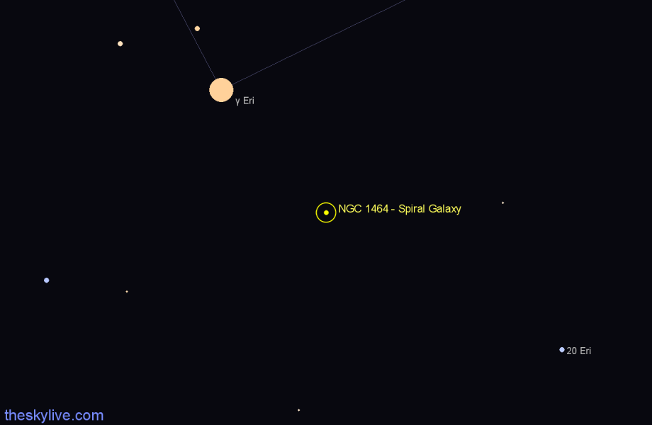 Finder chart NGC 1464 - Spiral Galaxy in Eridanus star