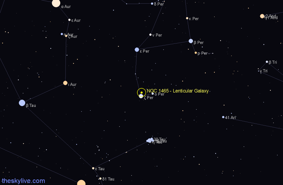 Finder chart NGC 1465 - Lenticular Galaxy in Perseus star